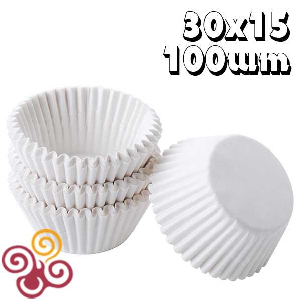 Набор бумажных форм для конфет белые 30*15 мм 100 шт.