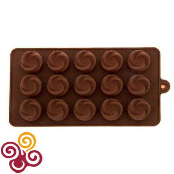 Форма для шоколада, 15 ячеек, 21,5х11,5 см "Завиток"
