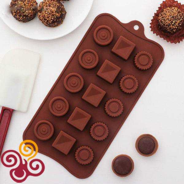 Форма для шоколада "Кружочки, квадратики", 15 ячеек
