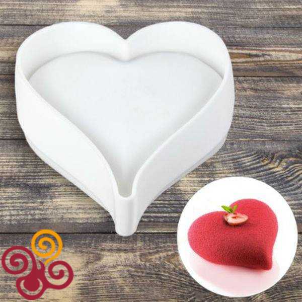Форма для выпечки и муссовых десертов 16х17х6,5 см "Сердечко", цвет белый