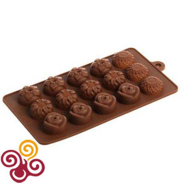 Форма для шоколада, 15 ячеек, 20,5х10,5х1,5 см "Клумба цветов"