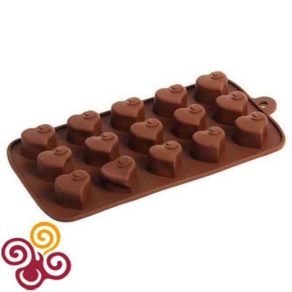 Форма для шоколада, 15 ячеек, 21,5х11х1,5 см "Сердцеедка", цвета МИКС