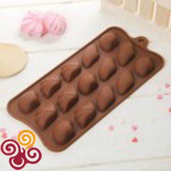Форма для шоколада "Ракушки", 15 ячеек, цвет шоколадный