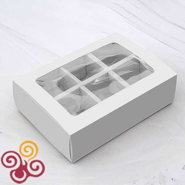Коробка для 6 конфет с разделителями Белая