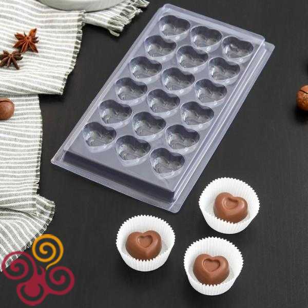 Форма для шоколада и конфет «Сердца», 18 ячеек, 22×11 см